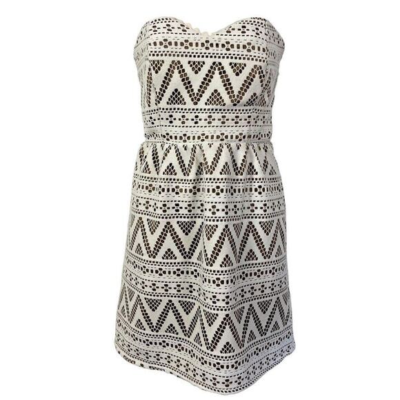 Judith March Womens Lace Strapless Sweetheart Mini Party USA Made Dress Ivory S - Picture 1 of 16